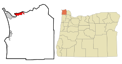 Clatsop County Oregon Incorporated and Unincorporated areas Astoria Highlighted